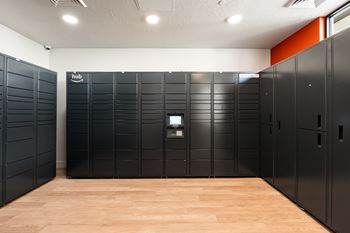 Row of black lockers